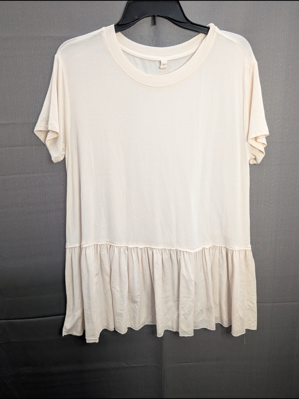 Wishlist Cream Short Sleeve Ruffle-Hem Tee